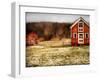 Red Farmhouse and Barn in Snowy Field-Robert Cattan-Framed Photographic Print