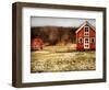 Red Farmhouse and Barn in Snowy Field-Robert Cattan-Framed Photographic Print