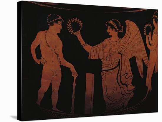 Red-Figure Pottery Depicting Victory Crowning Athlete with Olive Branch-null-Stretched Canvas