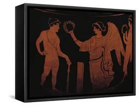 Red-Figure Pottery Depicting Victory Crowning Athlete with Olive Branch-null-Framed Stretched Canvas