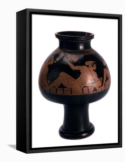 Red-Figure Psykter (Wine Coole) with a Symposium Scene, Ancient Greek, C505-C500 Bc-Euphronios-Framed Stretched Canvas