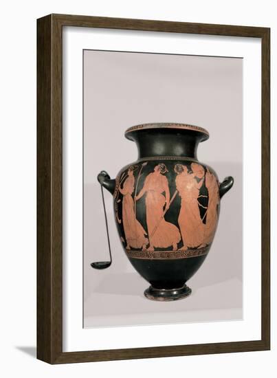 Red-Figured Attic Clay Hydria with Dancing Maenads, 5th c. B.C. Archaeological Museum,Naples, Italy-null-Framed Art Print