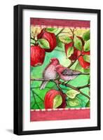 Red Finches with Apples-Melinda Hipsher-Framed Giclee Print