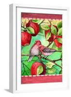 Red Finches with Apples-Melinda Hipsher-Framed Giclee Print