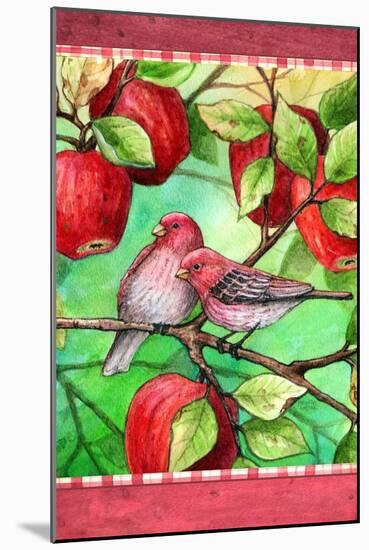 Red Finches with Apples-Melinda Hipsher-Mounted Giclee Print