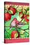 Red Finches with Apples-Melinda Hipsher-Stretched Canvas