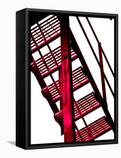 Red Fire Escape-David Ridley-Framed Stretched Canvas