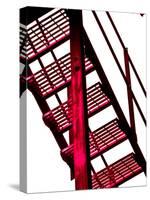 Red Fire Escape-David Ridley-Stretched Canvas