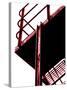 Red Fire Escape-David Ridley-Stretched Canvas