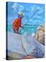 Red Fisherman  2019  (oil on board)-Colin Bootman-Stretched Canvas