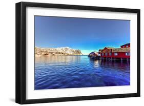 Red Fisherman House in Winter in Reine, Lofoten Islands, Norway-Felix Lipov-Framed Photographic Print