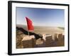 Red Flag Flying on Overhanging Great Wall, UNESCO World Heritage Site, Jiayuguan, Gansu, China-Porteous Rod-Framed Photographic Print