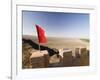 Red Flag Flying on Overhanging Great Wall, UNESCO World Heritage Site, Jiayuguan, Gansu, China-Porteous Rod-Framed Photographic Print