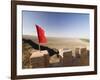 Red Flag Flying on Overhanging Great Wall, UNESCO World Heritage Site, Jiayuguan, Gansu, China-Porteous Rod-Framed Photographic Print