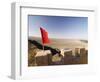 Red Flag Flying on Overhanging Great Wall, UNESCO World Heritage Site, Jiayuguan, Gansu, China-Porteous Rod-Framed Photographic Print