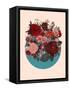 Red Floral Collage-null-Framed Stretched Canvas