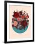 Red Floral Collage-null-Framed Art Print