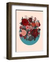 Red Floral Collage-null-Framed Art Print