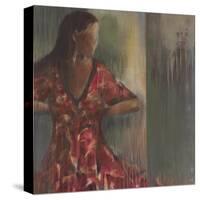 Red Floral Dress-Terri Burris-Stretched Canvas