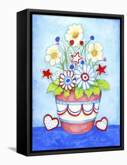 Red Flower Pot-Valarie Wade-Framed Stretched Canvas