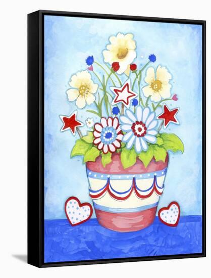 Red Flower Pot-Valarie Wade-Framed Stretched Canvas