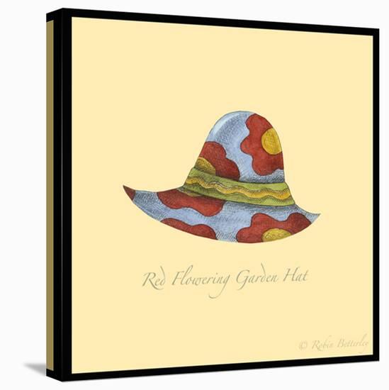 Red Flowering Garden Hat-Robin Betterley-Stretched Canvas
