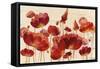 Red Flowers on Cream Crop-Silvia Vassileva-Framed Stretched Canvas