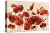 Red Flowers on Cream Crop-Silvia Vassileva-Stretched Canvas