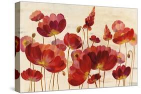 Red Flowers on Cream Crop-Silvia Vassileva-Stretched Canvas