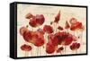 Red Flowers on Marble-Silvia Vassileva-Framed Stretched Canvas