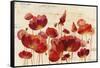 Red Flowers on Marble-Silvia Vassileva-Framed Stretched Canvas