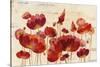 Red Flowers on Marble-Silvia Vassileva-Stretched Canvas