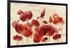Red Flowers on Marble-Silvia Vassileva-Framed Art Print