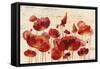 Red Flowers on Marble-Silvia Vassileva-Framed Stretched Canvas