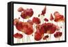 Red Flowers on White Crop-Silvia Vassileva-Framed Stretched Canvas