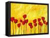 Red Flowers On Yellow-Patty Baker-Framed Stretched Canvas