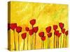 Red Flowers On Yellow-Patty Baker-Stretched Canvas