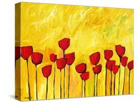 Red Flowers On Yellow-Patty Baker-Stretched Canvas