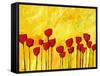 Red Flowers On Yellow-Patty Baker-Framed Stretched Canvas