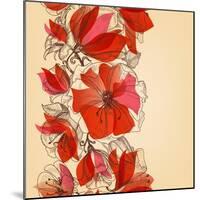 Red Flowers Seamless Pattern in Retro Style Vector Illustration-Danussa-Mounted Art Print