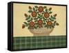 Red Flowers with Dark Green Tablecloth-Debbie McMaster-Framed Stretched Canvas