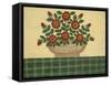 Red Flowers with Dark Green Tablecloth-Debbie McMaster-Framed Stretched Canvas