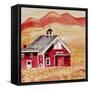 Red Folk Art Barn-Cheryl Bartley-Framed Stretched Canvas