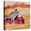 Red Folk Art Barn-Cheryl Bartley-Stretched Canvas