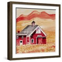 Red Folk Art Barn-Cheryl Bartley-Framed Giclee Print