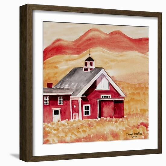 Red Folk Art Barn-Cheryl Bartley-Framed Giclee Print