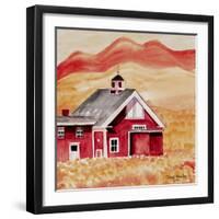 Red Folk Art Barn-Cheryl Bartley-Framed Giclee Print