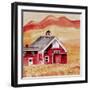 Red Folk Art Barn-Cheryl Bartley-Framed Giclee Print