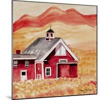 Red Folk Art Barn-Cheryl Bartley-Mounted Giclee Print