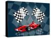 Red Formula One Car and Flag-Akhilesh-Stretched Canvas